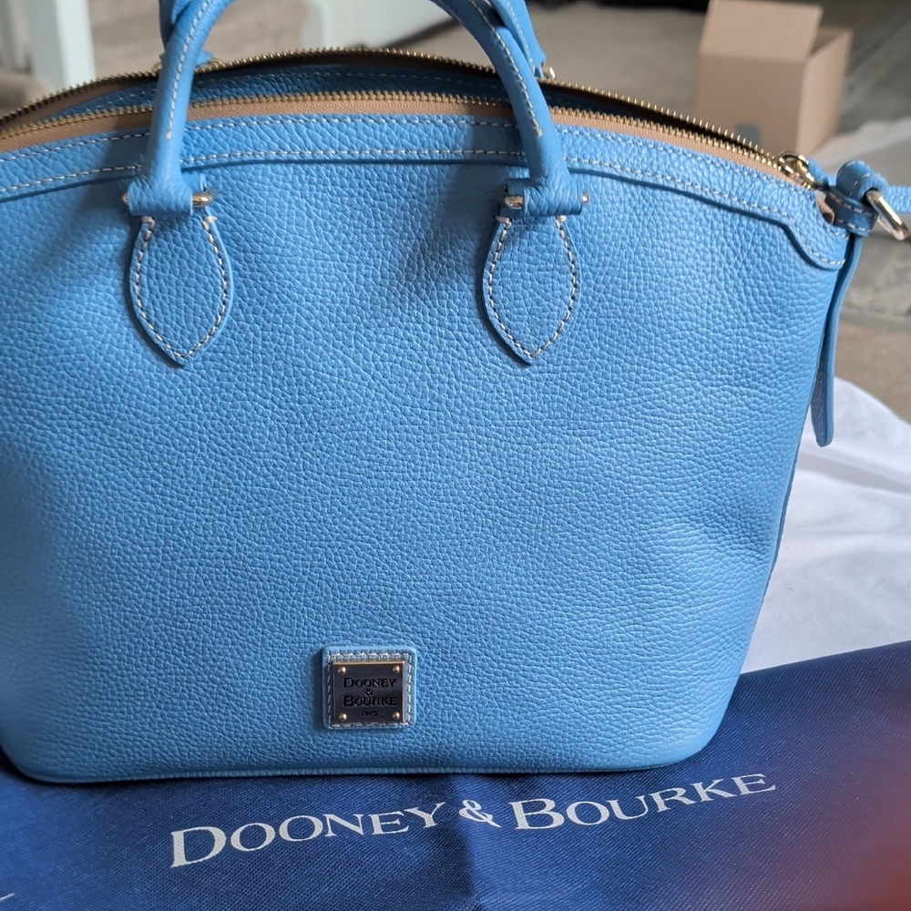 Dooney & Bourke Sky Blue Pebbled Leather Top-Handle Satchel - Picture 7 of 7